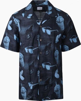Paul Smith Mens PAUL SMITH SS CASUAL FIT SHIRT BLUE - Size: 44