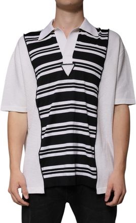 Dolce & Gabbana Mens Striped Silk-Cotton Polo White Cashmere