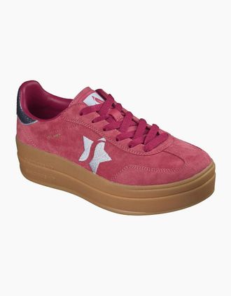 Skechers Womens Skechers Academy Hi Elevated Essence Leather Womens Red/Blue Trainers - Size: 4