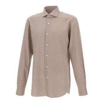 Barba Shirts Brown - Heren - Casual Overhemden - Bruin - M - Katoen - Overhemden