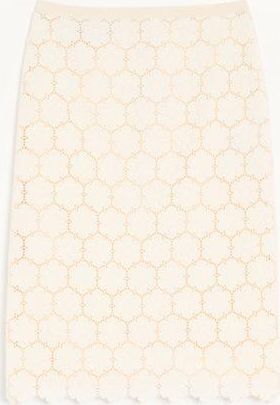 Valentino Cotton Skirt with Fleurs &agrave; Jour Wo