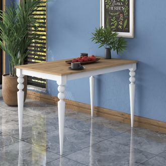 Dmora Mesa Fija Cingoli, 6 Asientos, Forma Rectangular, Soporta 120 Kg, 120x70x74h Cm Blanco
