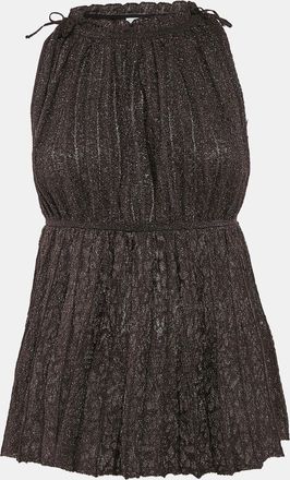 M Missoni Black/pink Lurex Knit Pleat Detail Sleeveless Top