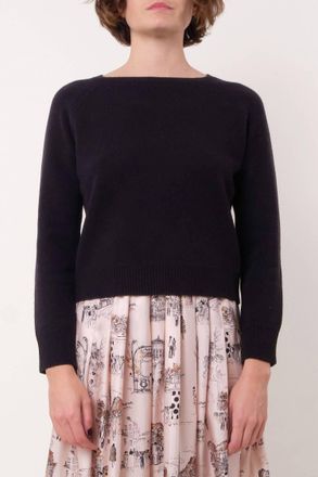 LA PRESTIC OUISTON Ras Du Cou Elbow Patch Sweater In Noir