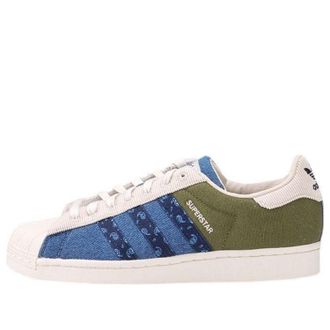 adidas originals Superstar Shoes White Green Blue H04295
