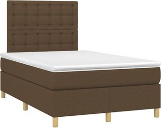 vidaXL Vidaxl - Cama Box Spring Con Colch&oacute;n Y Led Tela Marr&oacute;n Oscuro 120x200 Cm