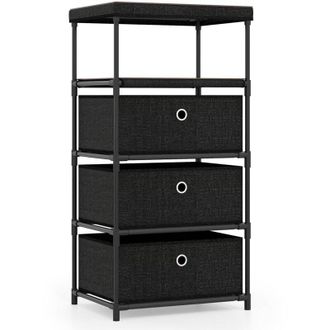 Costway Cassettiere in Tessuto con 3 Cassetti Pieghevole, Com&ograve; Camera da Letto con Struttura in Metallo, Armadietto Moderno Salvaspazio per