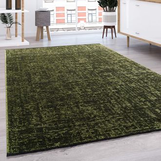 Paco Home Paco Home Alfombra Tejido Plano Salon Moderna Lisa Color Pastel Con Flecos Verde, 120x160 Cm
