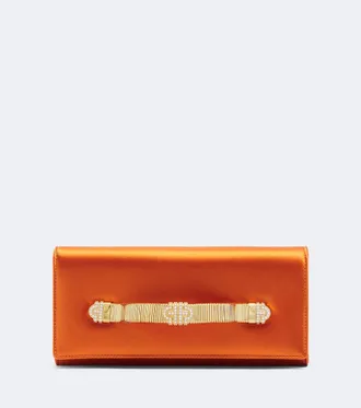 Bulgari Clutch Bvlgari Tubogas de sat&eacute;n adornado