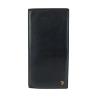 Cartier Black Leather Long Wallet (Bi-Fold) (Pre-Owned)