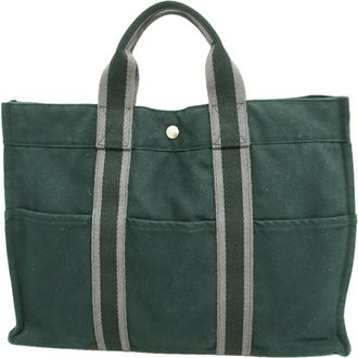 Herm&egrave;s Black Canvas Tote Bag (Pre-Owned)