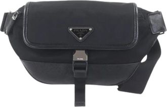 Prada Pre-owned Vintage Sling Bag - Heren - Vintage Heuptassen - Zwart - ONE Size - Leer - Vintage