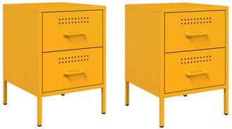 vidaXL Bedside Cabinets 2 pcs Mustard Yellow 36x39x50.5 cm Steel Vidaxl