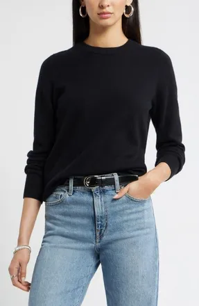 Nordstrom Crewneck Cashmere Sweater in Black Rock at Nordstrom, Size Xx-Large