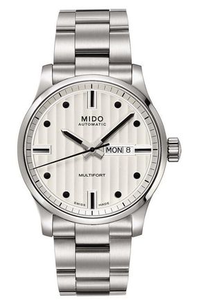 Mido Multifort Automatic Bracelet Watch, 42mm in Silver/White at Nordstrom