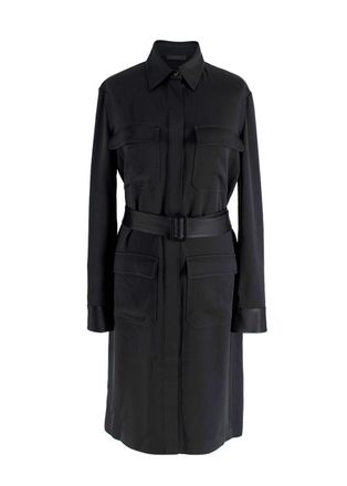 The Row Belted Black Satin Shirt Dress Size XS