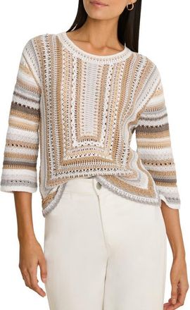 Nic+Zoe Pastiche Mix Stitch Sweater in Neutral Multi at Nordstrom, Size Xx-Large