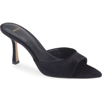Mango Velvet Slide Sandal in Black at Nordstrom, Size 7.5Us