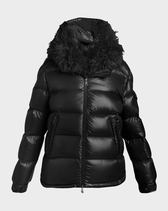 Moncler Hypolais Short Down Jacket with Faux Fur