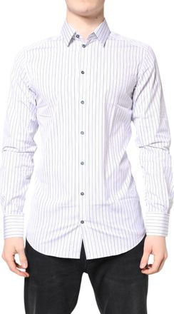 Dolce & Gabbana White Stripes GOLD Cotton Formal Mens Shirt