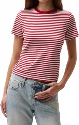 Pistola Denim Alba Shrunken Tee In Red/cream Stripe