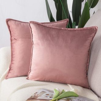 OEM Juego De 2 Fundas De Coj&iacute;n Decorativas De Terciopelo Suave De Estilo Lujoso Para Sof&aacute; O Dormitorio, Color Rosa, 45x45 Cm