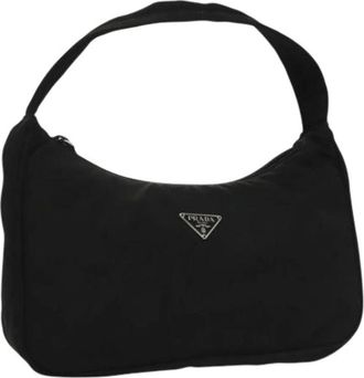 Prada Pre-owned Shoulder Bags, female, Black, Size: ONE SIZE Pre-owned Nylon Shoulder Bag