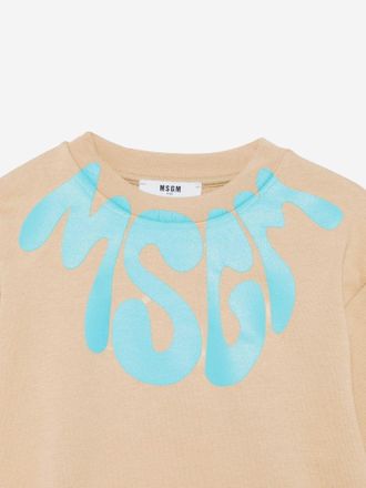 Msgm Kids Cotton Hoodie Camel Hoods & Sweatshirts