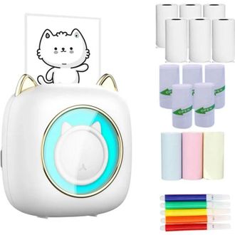 OEM Impresora T&eacute;rmica Port&aacute;til Bluetooth Con Seis Rollos De Papel T&eacute;rmico Y Cinco Pegatinas Para Fotos Y Etiquetas - Crezuo