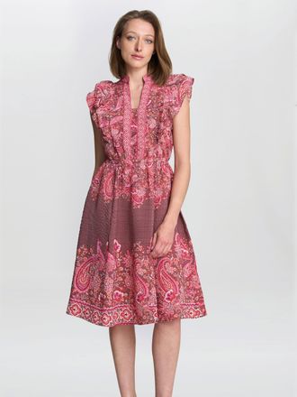 Gina Bacconi Womens Liat Boho Paisley Dress - Brown - Size X-Large