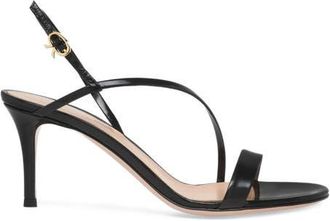 Gianvito Rossi Manhattan 70 Sandal in Black Leather at Nordstrom, Size 41.5