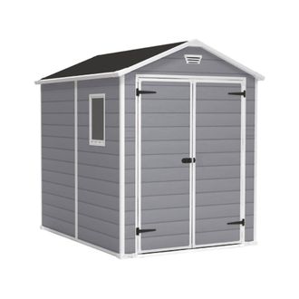 Dmora Dmora - Caseta De Jard&iacute;n Cranbrook, Cobertizo De Jard&iacute;n, Caseta De Jard&iacute;n, Trastero Para Herramientas, 186x237 H227 Cm, Gris