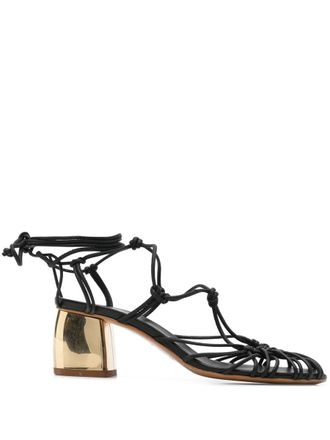 Forte_Forte Forte_Forte Golden Heels Tubular Leather Laces Sandals Shoes