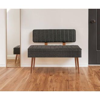 Dmora Mesa Alpha, Banco Multiusos, Asiento De Invitados, Cofre Multifuncional, 90x39h40 Cm, Nogal Y Antracita, Con Embalaje Reforzado - Dmora