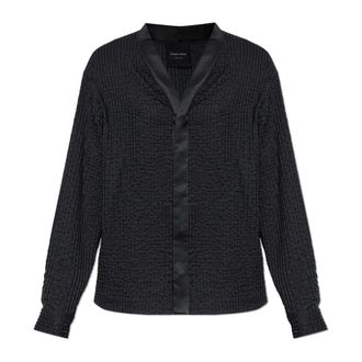 Giorgio Armani Casual Shirts, male, Black, Size: M Satin-Finish Shirt