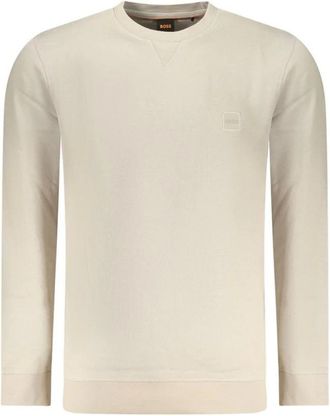 HUGO BOSS Hoodies & sweatvesten, Heren, Beige, 2Xl, Katoen, Katoenen sweatshirt met geribbelde manchetten en zoom