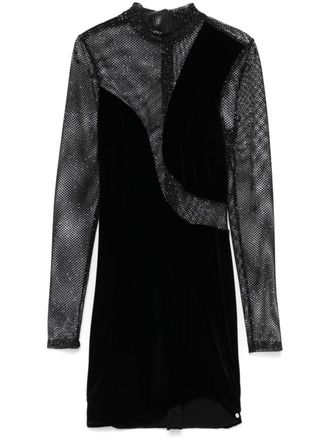 Nissa glitter-detail velvet mini dress - women - Spandex/Elastane/Polyester/Polyamide/Elastane - 36 - Black