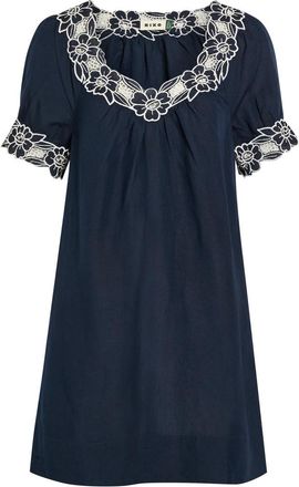 Rixo Rixo Cristina Floral-embroidered Linen-blend Mini Dress - Navy - 16 (UK 16 / XL)