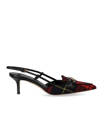 Elisabetta Franchi Black And Red Tartan Slingback Pump