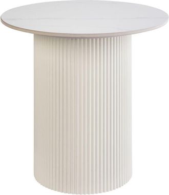 Beliani Beliani - Side Table Sintered Stone Top Natural Look Metal Base Modern Design Light Beige &oslash; 50 cm Leona