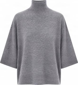 Fabiana Filippi Oversized High Turtleneck Knit Sweater with Ribbed Edges