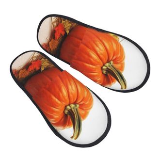 Generic Fuzzy Slippers Fall Pumpkin Cozy Cotton Slippers Unisex Indoor Shoes For Women Room Travel L