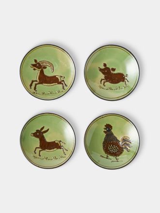 Poterie d'&Eacute;vires Animals Hand-Painted Ceramic Plates - 5.5in/14cm (Set of 4)