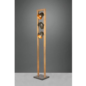 Trio L&aacute;mpara De Pie De Madera Vintage 3 L&aacute;mpara De Pie De Metal N&iacute;quel Ajustable Cone Bell Trio Lighting