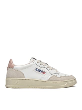 Autry MEDALIST LOW SNEAKERS IN WHITE AND POWDER LEATHER AND BEIGE SUEDE - Autry - Woman