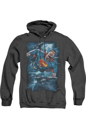 Gildan Superman Stormy Flight Adult Heather Hoodie / Hooded Sweatshirt