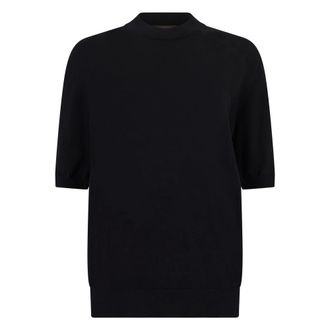 Slowear Round-neck Knitwear, male, Black, Size: XL Cotton Sweater with Short Sleeves