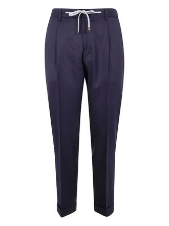 Barba Roma pleated drawstring trousers - Blue