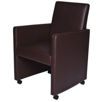 vidaXL Vidaxl - Sillas De Comedor 2 Unidades Cuero Sint&eacute;tico Marr&oacute;n