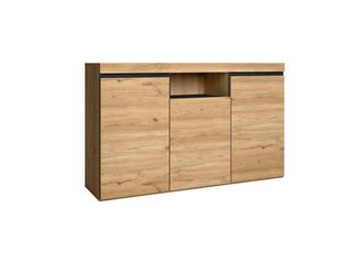 Skraut Home Aparador efecto roble y negro 140x40x81cm